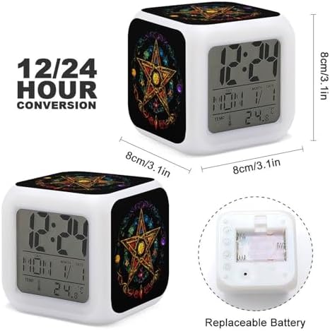 Color Changing LED Alarm Clock with Pentagram Design