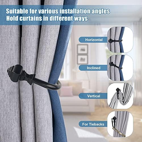2Pcs Curtain Holdbacks with Lighthouse Finial Black