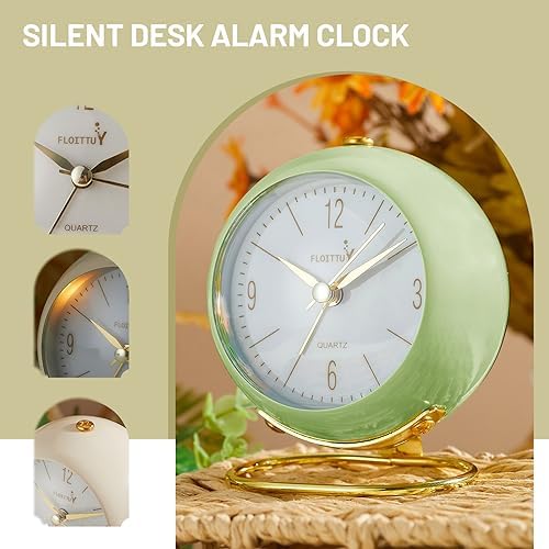 Silent Table Analog Alarm Clock with Night Light and Beep Sound