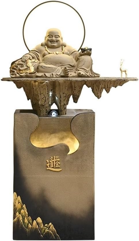 Yellow Floor-Standing Waterfall Fountain for Home Decor