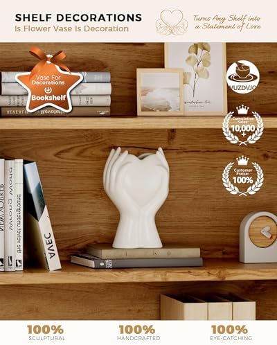 Heart Hands Love White Ceramic Vase - Small