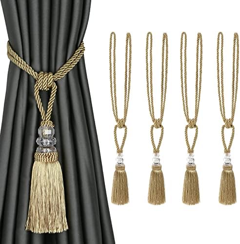 BEL AVENIR 4 Pack Crystal Curtain Holdbacks