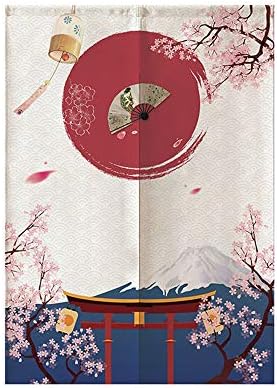 MYRU Japanese Noren Fuji Door Curtain Tapestry Pink Cherry Blossom 335 x 59 Inches