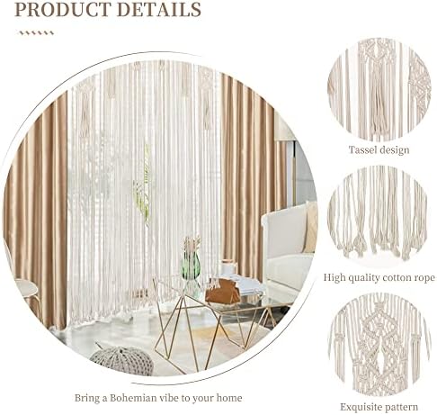 Boho Macrame Curtain Room Divider 79x35 Inches