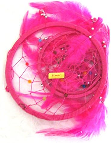 OMA Pink Dream Catcher with Feathers and Beads LARGE 33 x 7