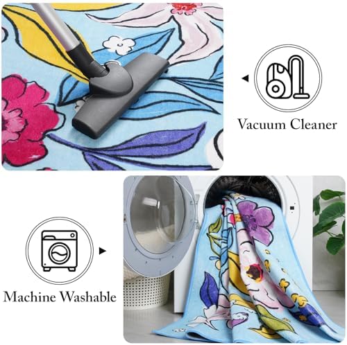 ST BRIDGE Floral Kitchen Runner Rug 2x6 Blue