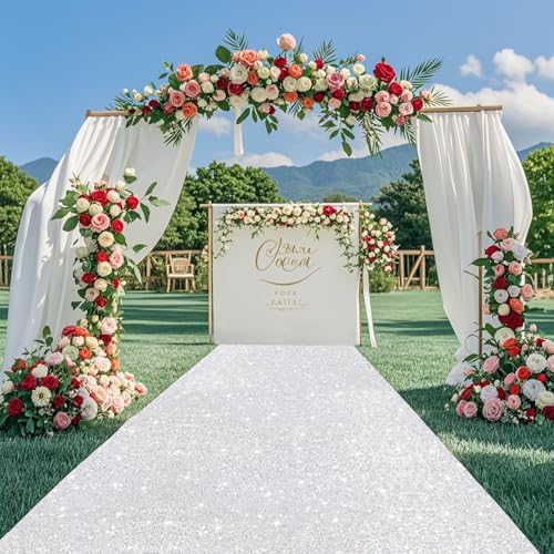 Silver Carpet Aisle Runner Wedding 2ft x15ft Sparkly Sequin