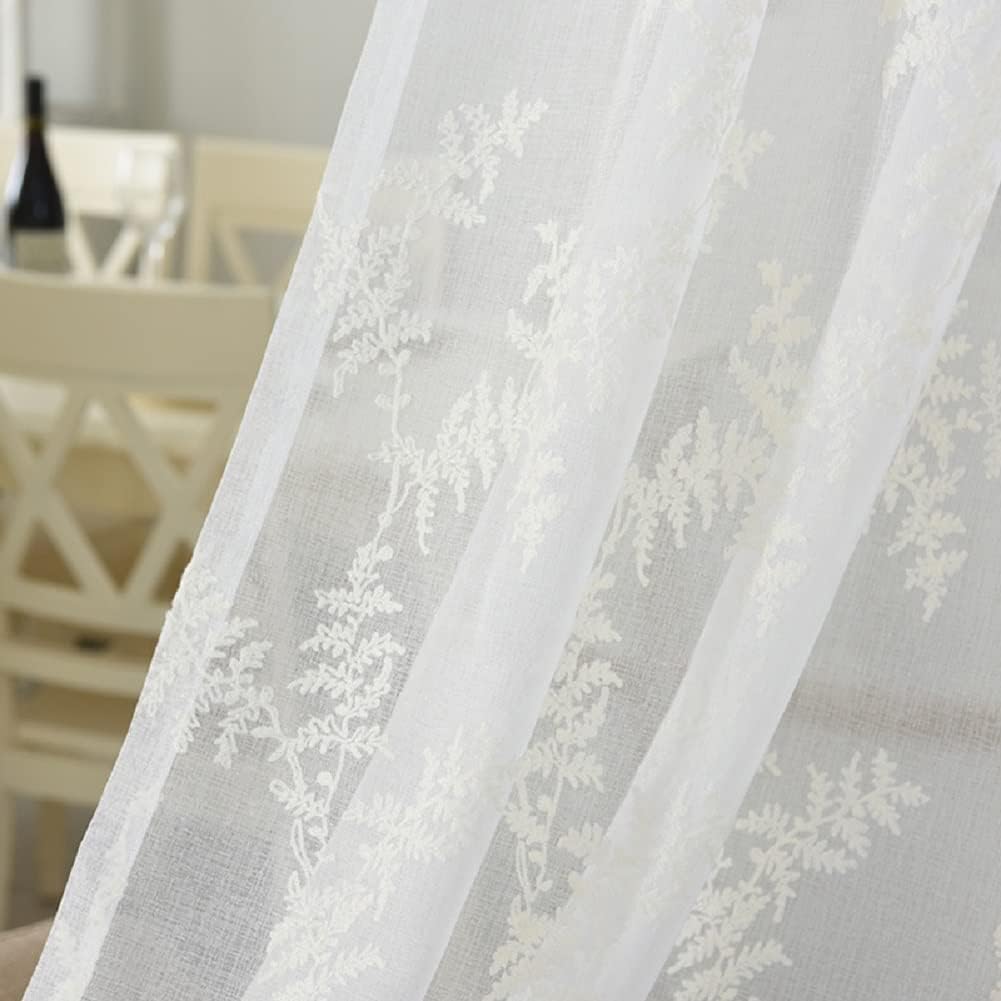 Pastoral Style Pine Tree Embroidery Curtains 2 Panels