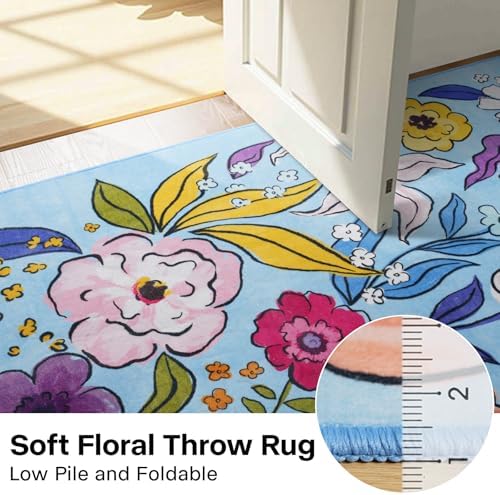 ST BRIDGE Floral Kitchen Runner Rug 2x6 Blue