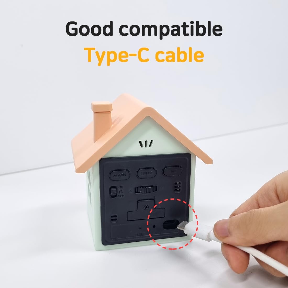 FLAITO Mood Home LED Table Clock - House-Shaped Night Light with Auto-Dimming and Snooze