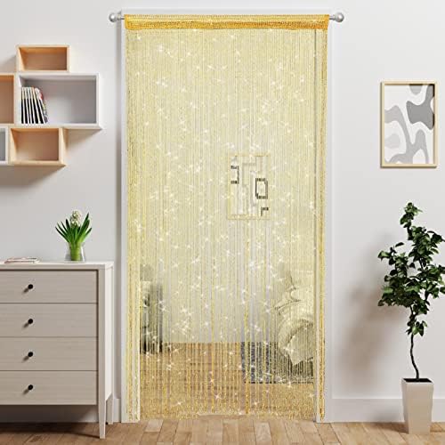 Gold Beaded Curtain for Doorway and Room Divider