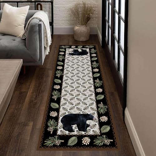 Rustic Bear Runner Rug 2x7ft Vintage Cozy Hallway Decor