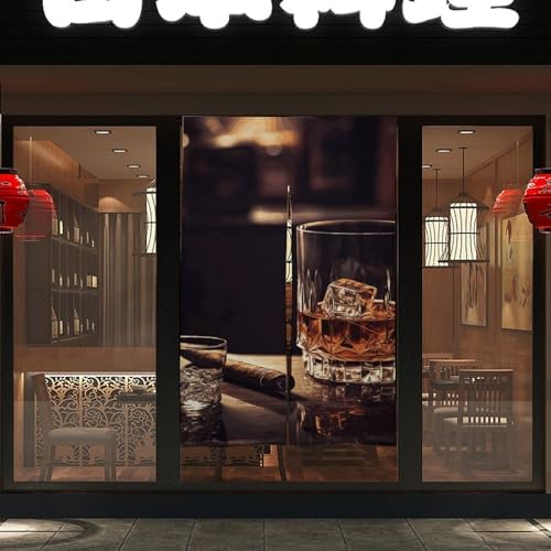 Whisky and Cigar Thermal Door Curtain for Living Room and Sliding Doors
