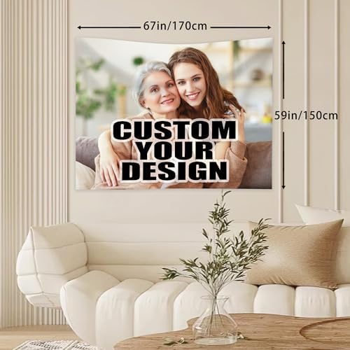Nenntbriy Custom Tapestry Image Text Wedding Backdrop for Home Bedroom Wall Art