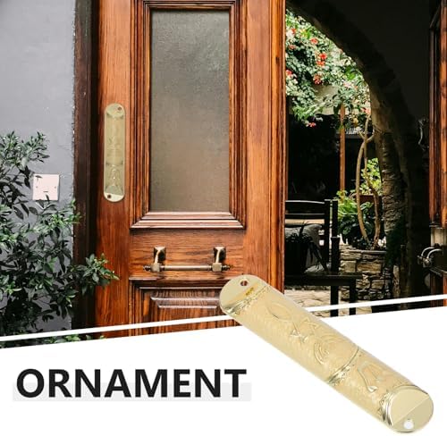 PRETYZOOM Beige Metal Mezuzah with Scroll for Door