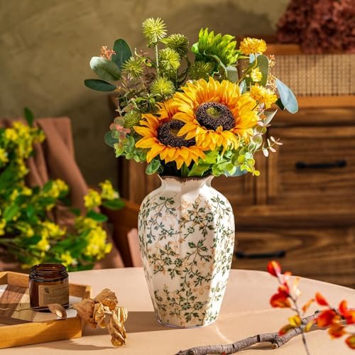 Vintage Pastoral Octagonal Ceramic Vase 91 Inch