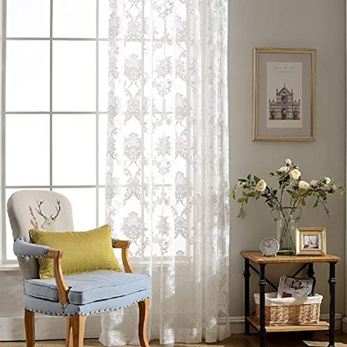 Premium Solid Color Damask Jacquard Embroidered Semi Sheer Curtains