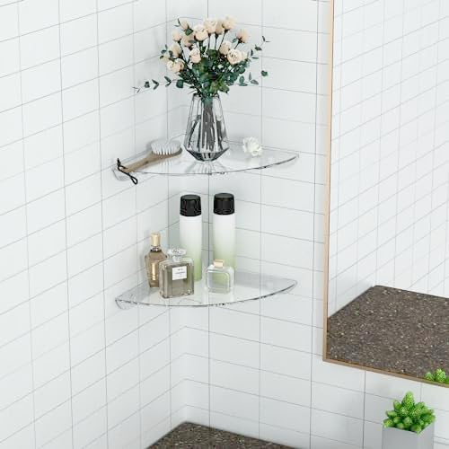 95x95 Inch Acrylic Corner Floating Shelf Set of 2