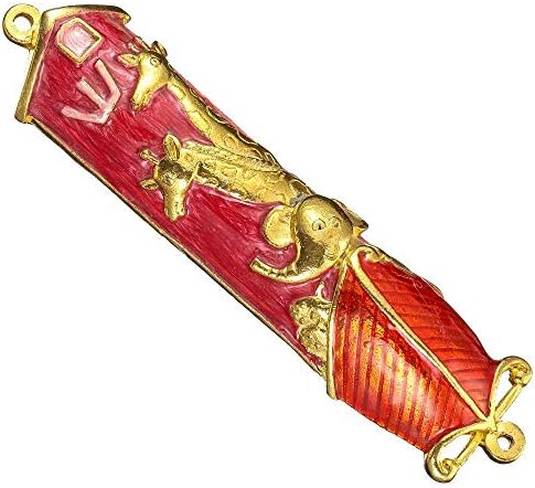 Matashi Hand Painted Mezuzah Gold Plated With Crystals