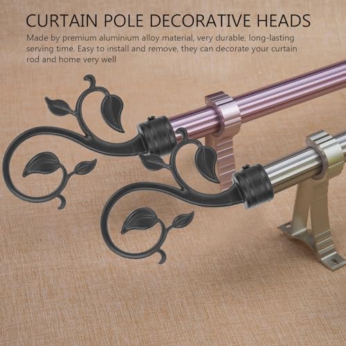 Cabilock 2pcs Black Curtain Rod Ends for Living Room Bedroom