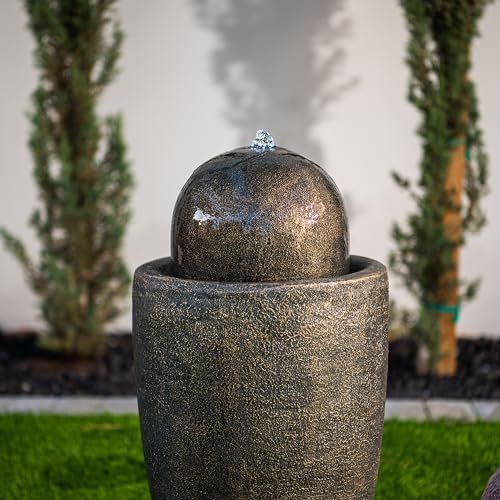 XBrand 2598 Inch H Brown Round Stone Water Fountain with LED Lights