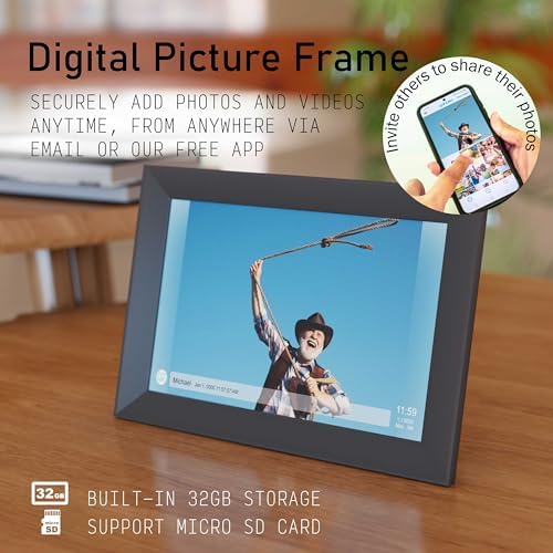 101 Digital Clock for Seniors Remote Photo Sharing Medication Reminders Auto Slideshow Dementia Aid Black Desk Mount