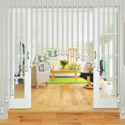 Wood Beaded Door Curtain with Self-Adhesive Strips