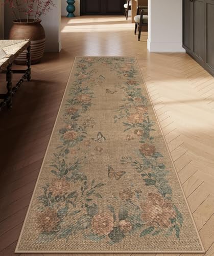 Lahome Floral Jute Style Rug Runner 2x8