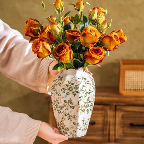 Vintage Pastoral Octagonal Ceramic Vase 91 Inch