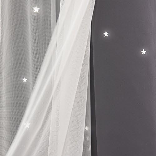 Best Home Fashion uMIXm Tulle Curtains with Star Cut Out - 52 W x 63 L - 2 Panels