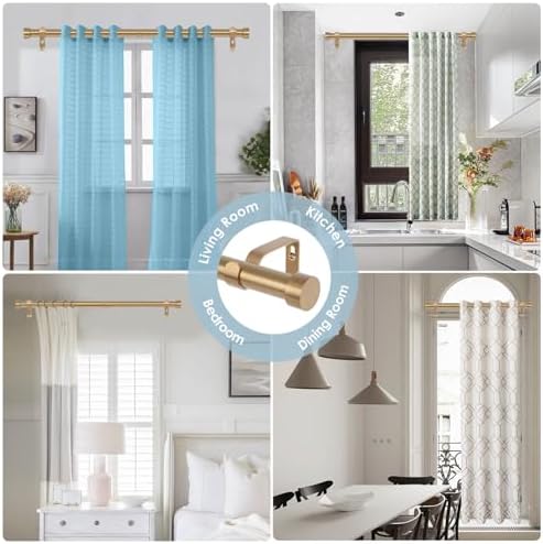 2 Pack Warm Gold Curtain Rods for Windows 36-88 Inches