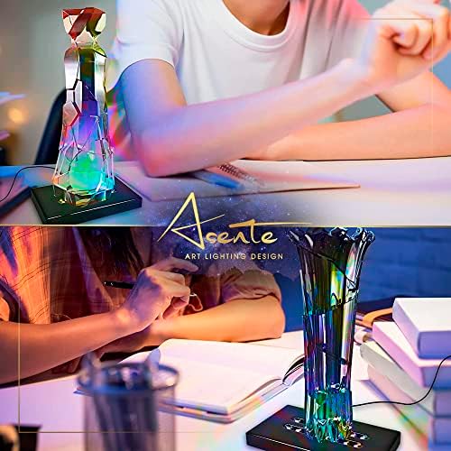 ASENTE 6 LED Light Pedestal with White Light - Black Lacquer Base