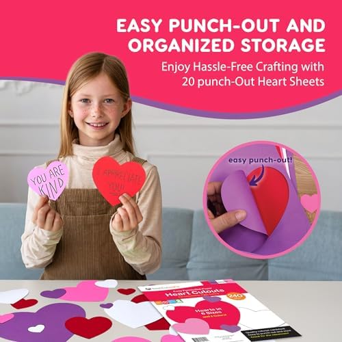FreshCut Crafts 240 Heart Cutouts for Valentine Crafts