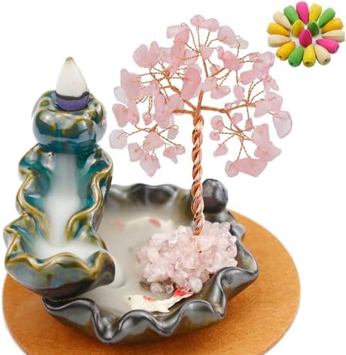 Dreamgirnh Backflow Incense Holder with Rose Quartz