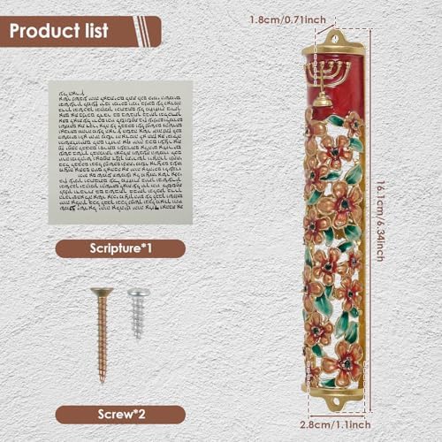 Hand Painted Golden Mezuzah Decorative Zinc Alloy Enamel Mezuzah Easy Install