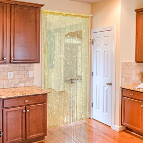 Gold Beaded Curtain for Doorway and Room Divider