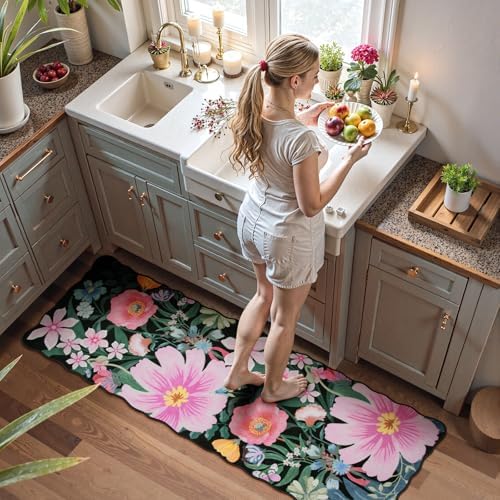 Floral 2x6 Washable Rug Runner with Non-Slip Backing