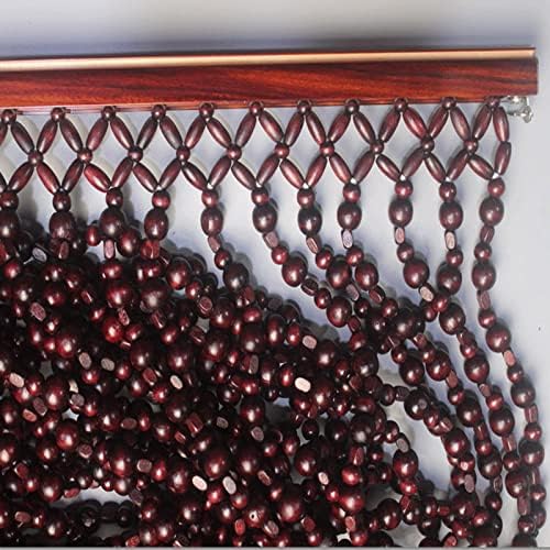 Natural Wood and Bamboo Beaded Curtain for Bedroom Privacy 1