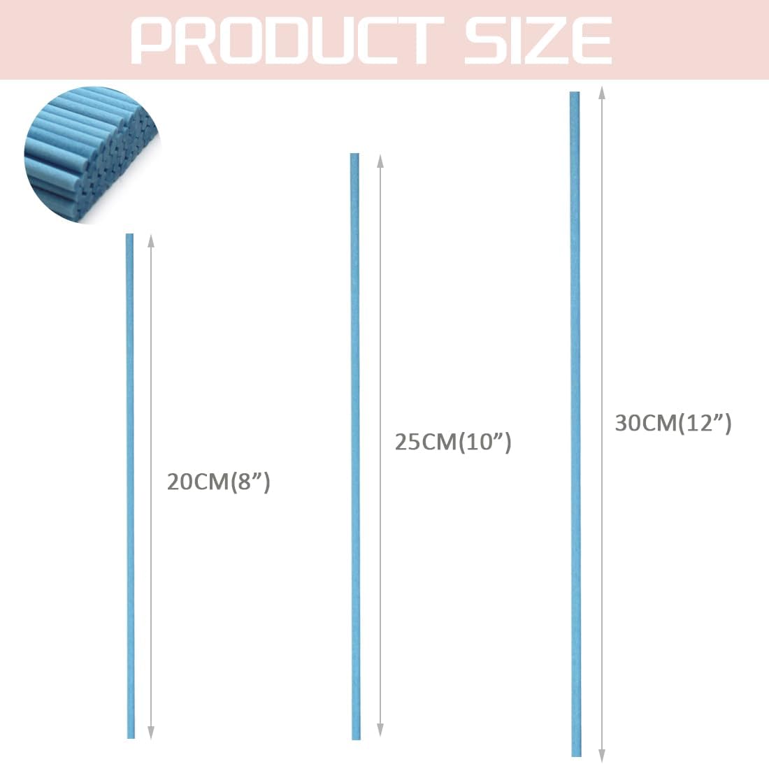 100PCS Thick Reed Diffuser Sticks 12 Inch Blue Rattan Fiber Replacement