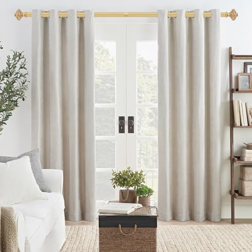 2 Pack Gold Curtain Rods for Windows 48-84 Inch