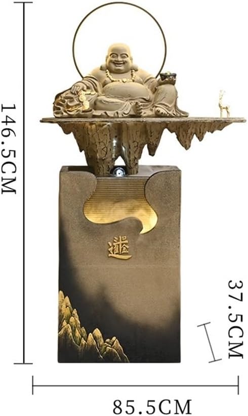Yellow Floor-Standing Waterfall Fountain for Home Decor