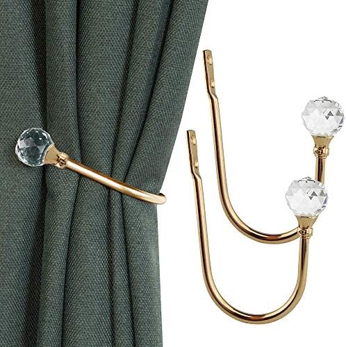 Coolnice 2 Pack Gold Curtain Holdbacks with Screws U Shape Curtain Tiebacks Hooks for Home Office
