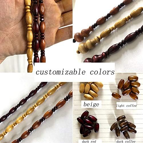 Beaded Curtain Wooden Door Divider with 31 Strands - 60x155cm