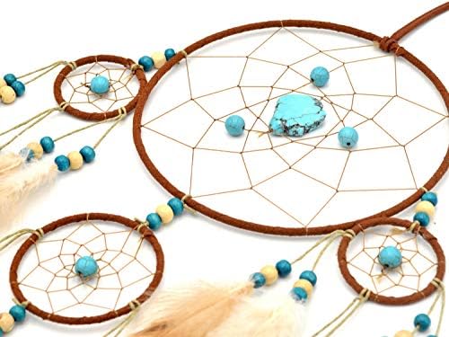 Urdeoms Dream Catcher Wall Decor for Bedroom and Room Decor with Turquoise and Feathers