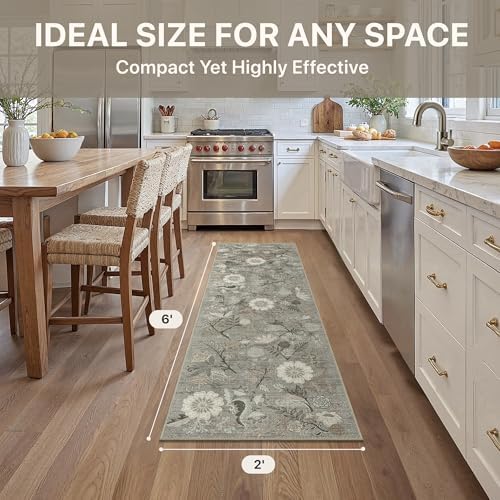 Bavni Washable Hallway Runner Rug Non Slip 2x 6 Vintage Floral Carpet with Rubber Backing
