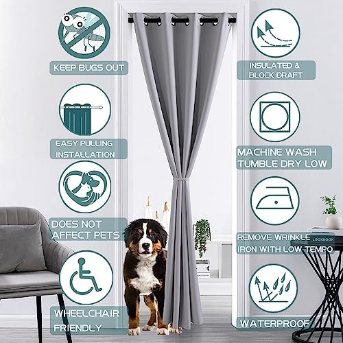 XTMYI 96 Inch Door Curtains Light Grey