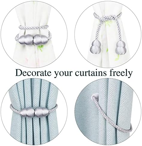 Magnetic Curtain Tiebacks 4 Pack Grey