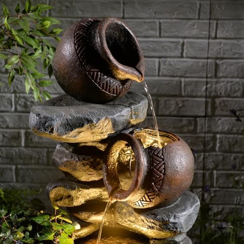 Eheuan 384 Inch 3 Tier Water Fountain with LED Light and Pump