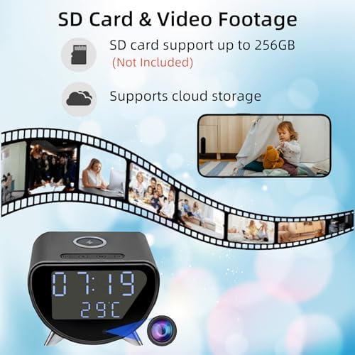 4K Camera Clock with Wireless Charging and Time Temperature Display 1