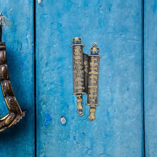 LUOZZY Deep Gray Mezuzah Scroll Case with Gold Lettering